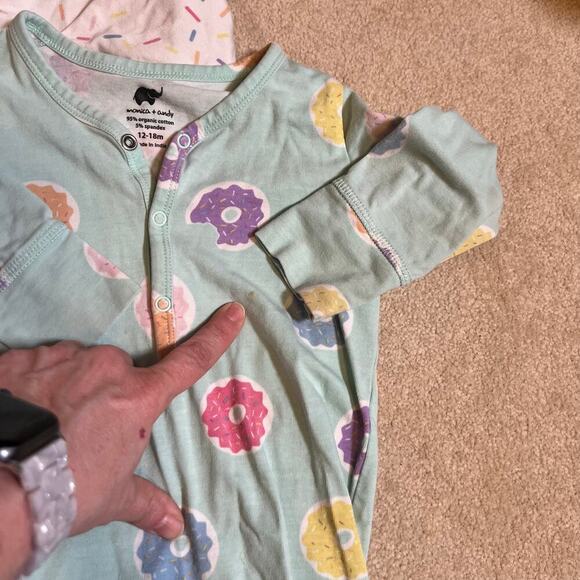 12-18M Monica and Andy Romper Bundle 4 Piece Roses, Sprinkles, Macaroons, Donuts - Picture 7 of 12